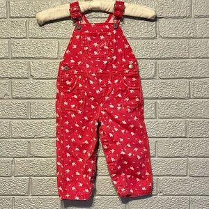 Vintage y2k Oshkosh B’gosh girls pink butterfly and flower print overalls 18M